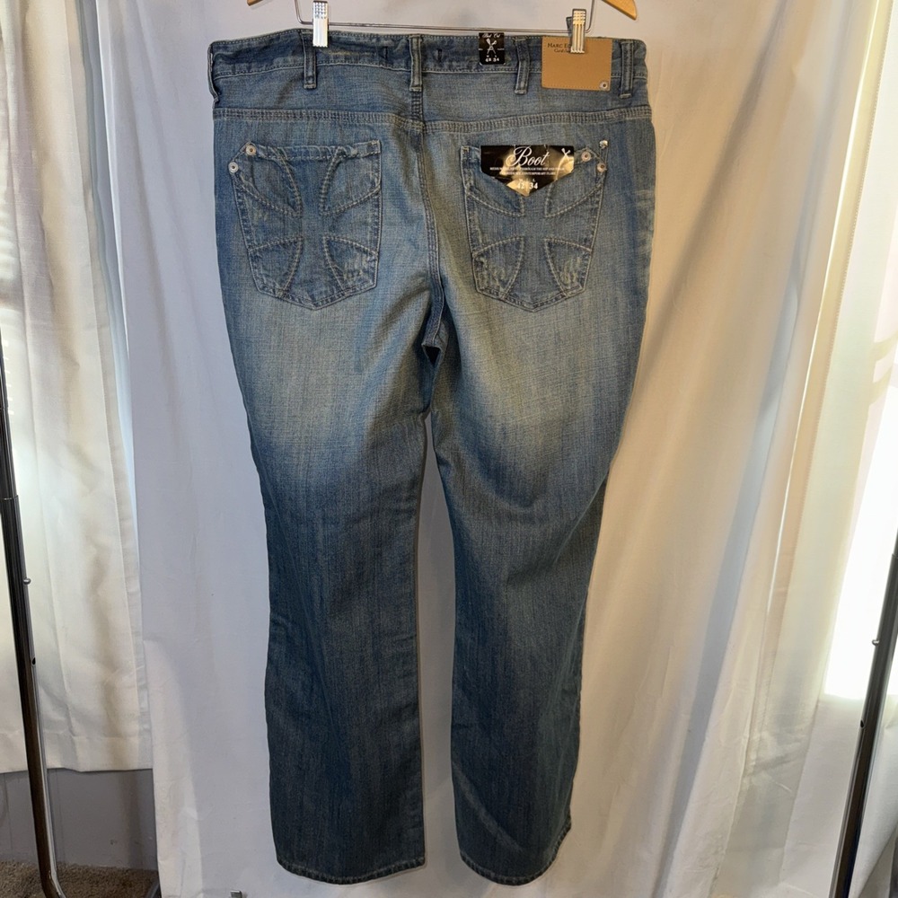 Marc Ecko Cut and Sew Boot Cut Jeans Mens Size 42x34 Blue Denim‎ Mid Rise NWT